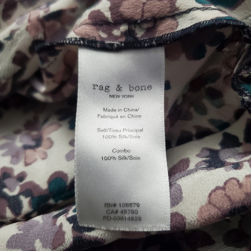 Rag & Bone Women's Sizs M Ilona Ivory/multi Floral Print Midi Silk Slip Dress - Picture 6 of 8